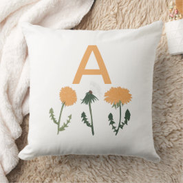 Monogram paardenbloem Sinaasappel bloemmotief Kussen