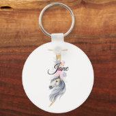 Monogram paardenpaardje met een schattige bloemrij sleutelhanger (Voorkant)