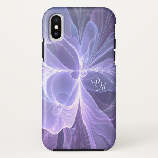 Monogram Paars Abstract Modern Fractal Case-Mate iPhone Case (Achterkant)