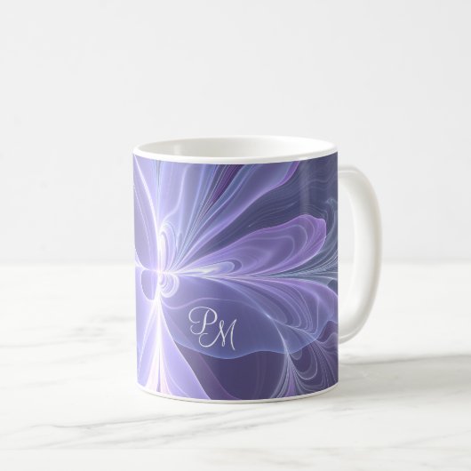 Monogram Paars Abstract Modern Fractal Koffiemok (Voorkant rechts)