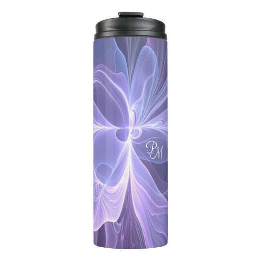 Monogram Paars Abstract Modern Fractal Thermosbeker (Voorkant)