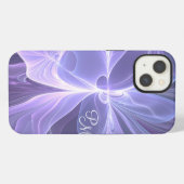 Monogram Paars Abstract Moderne Fractale Initialen iPhone Hoesje (Achterkant horizontaal)