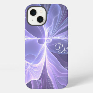 Monogram Paars Abstract Moderne Fractale Initialen iPhone 13 Hoesje