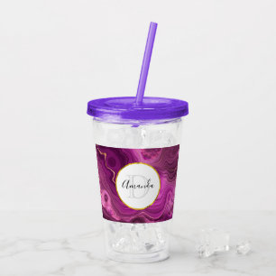 Monogram Paars Amethyst en goudhoudend Abstract Ag Acryl Drinkbeker