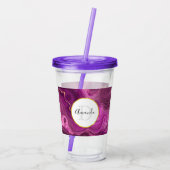 Monogram Paars Amethyst en goudhoudend Abstract Ag Acryl Drinkbeker (Achterkant)