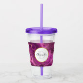 Monogram Paars Amethyst en goudhoudend Abstract Ag Acryl Drinkbeker (Voorkant)