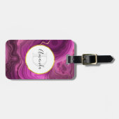 Monogram Paars Amethyst en goudhoudend Abstract Ag Bagagelabel (Voorkant horizontaal)