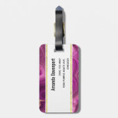 Monogram Paars Amethyst en goudhoudend Abstract Ag Bagagelabel (Achterkant verticaal)