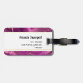 Monogram Paars Amethyst en goudhoudend Abstract Ag Bagagelabel (Achterkant horizontaal)