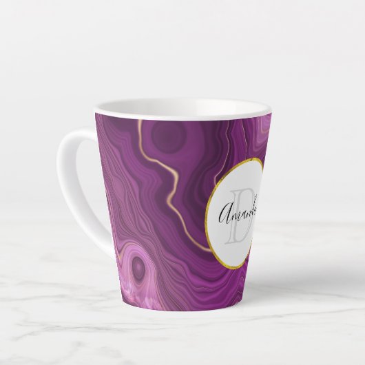 Monogram Paars Amethyst en goudhoudend Abstract Ag Latte Mok (Linkerhoek)