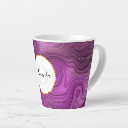 Monogram Paars Amethyst en goudhoudend Abstract Ag Latte Mok (Rechterhoek)