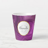 Monogram Paars Amethyst en goudhoudend Abstract Ag Latte Mok (Voorkant)