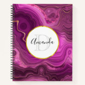 Monogram Paars Amethyst en goudhoudend Abstract Ag Notitieboek (Voorkant)
