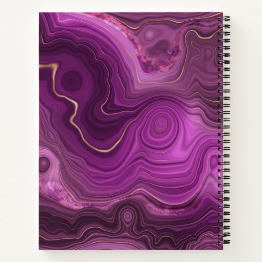 Monogram Paars Amethyst en goudhoudend Abstract Ag Notitieboek (Achterkant)
