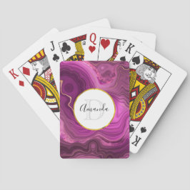 Monogram Paars Amethyst en goudhoudend Abstract Ag Pokerkaarten