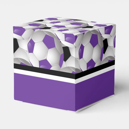 Monogram Paars Black Voetbal Patroon Bedankdoosjes (Achterkant)