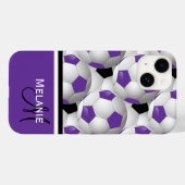 Monogram Paars Black Voetbal Patroon Case-Mate iPhone Case (Achterkant (horizontaal))