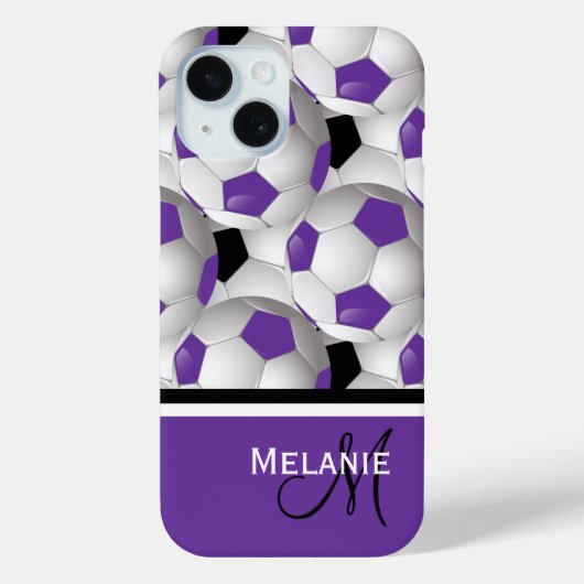 Monogram Paars Black Voetbal Patroon Case-Mate iPhone Case (Achterkant)