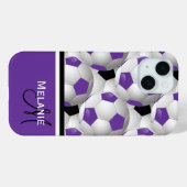 Monogram Paars Black Voetbal Patroon Case-Mate iPhone Case (Achterkant (horizontaal))