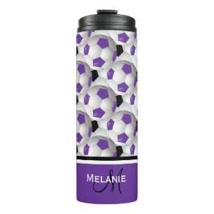 Monogram Paars Black Voetbal Patroon Thermosbeker