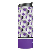 Monogram Paars Black Voetbal Patroon Thermosbeker (Gedraaid links)