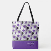 Monogram Paars Black Voetbal Patroon Tote Bag (Voorkant)