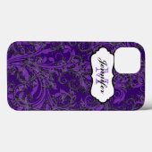 Monogram Paars Black White Swirls iPad Air Case (Achterkant (horizontaal))