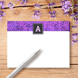 Monogram paars blad botanisch patroon gedurfd mode post-it® notes