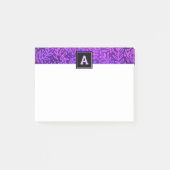 Monogram paars blad botanisch patroon gedurfd mode post-it® notes (Voorkant)