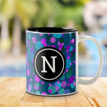 Monogram paars blauw glitter confetti stippen op b
