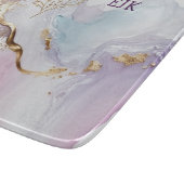 Monogram Paars Blauw Goud Waterverf Was Snijplank (Hoek)
