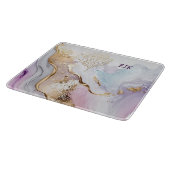 Monogram Paars Blauw Goud Waterverf Was Snijplank (Hoek)