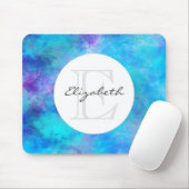 Monogram Paars blauw Waterverf Muismat (Met muis)