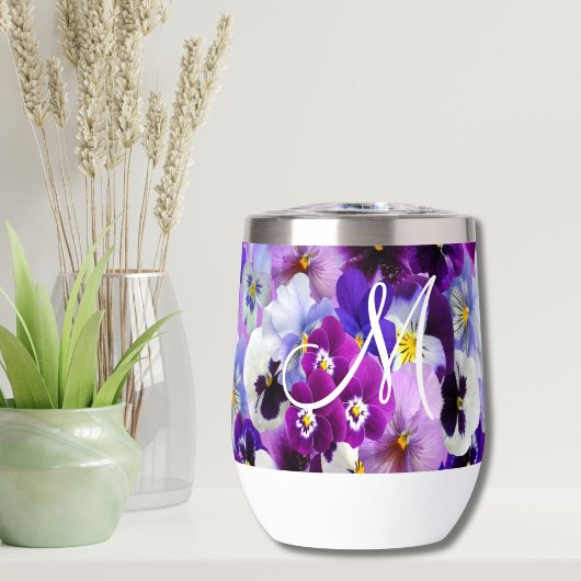 Monogram Paars Blauw Witte Drievlakje Bloem Bloeme