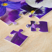 Monogram Paars Blauw Witte Viooltje Bloemen  Legpuzzel (Zijkant)