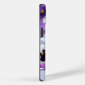 Monogram Paars Blauw Witte Viooltje Bloemig Case-Mate iPhone Case (Achterkant / Rechts)