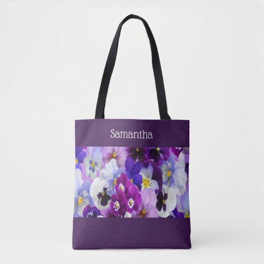 Monogram Paars Blue White Floral Bridesmaid gift Tote Bag (Voorkant)