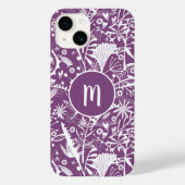 Monogram Paars Botanisch Case-Mate iPhone Case (Achterkant)