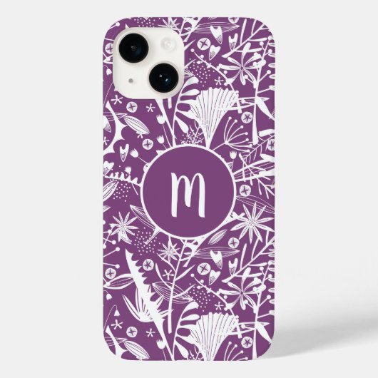 Monogram Paars Botanisch Case-Mate iPhone Case (Achterkant)