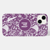 Monogram Paars Botanisch Case-Mate iPhone Case (Achterkant (horizontaal))