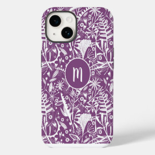 Monogram Paars Botanisch iPhone 14 Hoesje