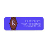 Monogram Paars Bruin Adres Etiket (Voorkant)