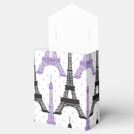 Monogram Paars Chic Eiffel Tower Patroon Bedankdoosjes (Geopend)