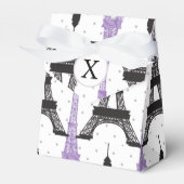 Monogram Paars Chic Eiffel Tower Patroon Bedankdoosjes (Voorkant Zijde)