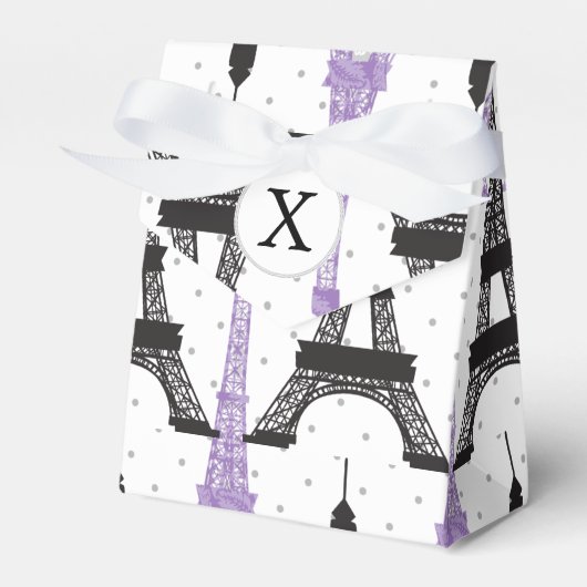 Monogram Paars Chic Eiffel Tower Patroon Bedankdoosjes (Voorkant Zijde)