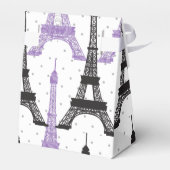 Monogram Paars Chic Eiffel Tower Patroon Bedankdoosjes (Achterkant)