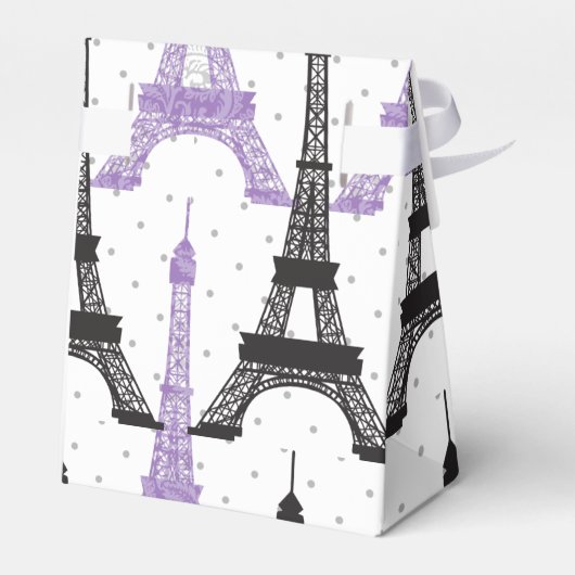 Monogram Paars Chic Eiffel Tower Patroon Bedankdoosjes (Achterkant)