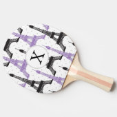 Monogram Paars Chic Eiffel Tower Patroon Tafeltennisbatje (Zijkant)