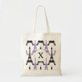 Monogram Paars Chic Eiffel Tower Patroon Tote Bag (Voorkant)