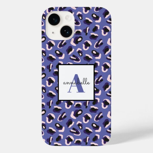 Monogram Paars Dierenluipaard Afdrukken op maat Case-Mate iPhone Case (Achterkant)